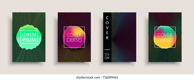 Cover templates design set with abstract fluid colors. Modern liquid trendy colorful shapes. Futuristic digital set of vector cover illustration. Branding, posters, banners, catalog or reports.