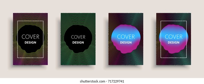 Cover templates design set with abstract fluid colors. Modern liquid trendy colorful shapes. Futuristic digital set of vector cover illustration. Branding, posters, banners, catalog or reports.