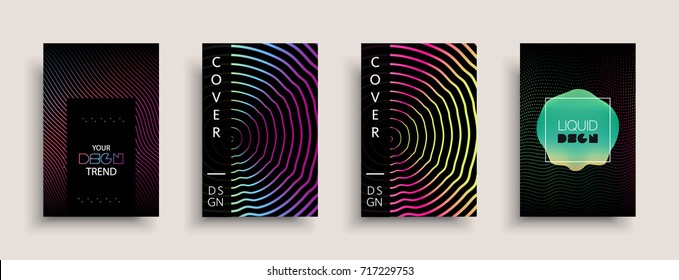 Cover templates design set with abstract fluid colors. Modern liquid trendy colorful shapes. Futuristic digital set of vector cover illustration. Branding, posters, banners, catalog or reports.