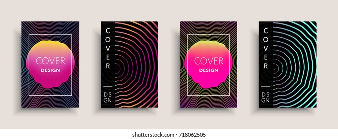 Cover templates design set with abstract fluid colors. Modern liquid trendy colorful shapes. Futuristic digital set of vector cover illustration. Branding, posters, banners, catalog or reports.