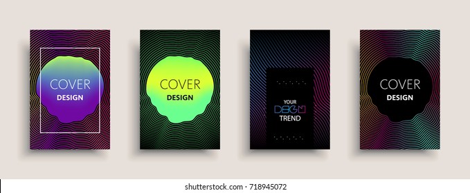 Cover templates design set with abstract fluid colors. Modern liquid trendy colorful shapes. Futuristic digital set of vector cover illustration. Branding, posters, banners, catalog or reports.