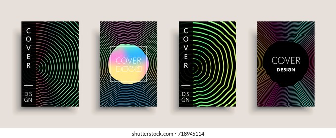 Cover templates design set with abstract fluid colors. Modern liquid trendy colorful shapes. Futuristic digital set of vector cover illustration. Branding, posters, banners, catalog or reports.