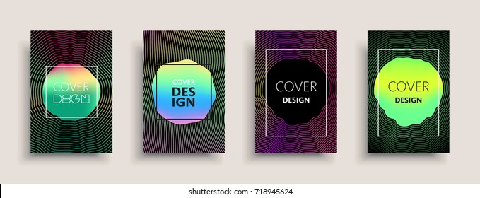 Cover templates design set with abstract fluid colors. Modern liquid trendy colorful shapes. Futuristic digital set of vector cover illustration. Branding, posters, banners, catalog or reports.