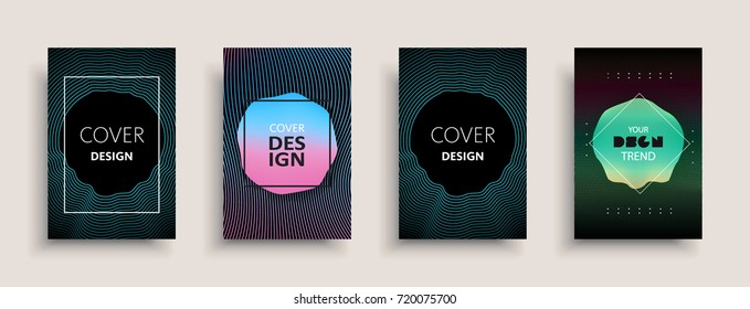 Cover templates design set with abstract fluid colors. Modern liquid trendy colorful shapes. Futuristic digital set of vector cover illustration. Branding, posters, banners, catalog or reports.