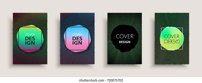 Cover templates design set with abstract fluid colors. Modern liquid trendy colorful shapes. Futuristic digital set of vector cover illustration. Branding, posters, banners, catalog or reports.