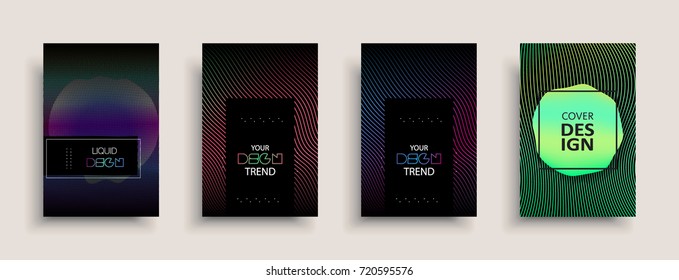 Cover templates design set with abstract fluid colors. Modern liquid trendy colorful shapes. Futuristic digital set of vector cover illustration. Branding, posters, banners, catalog or reports.