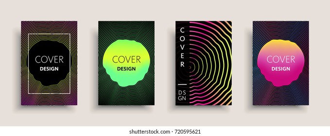 Cover templates design set with abstract fluid colors. Modern liquid trendy colorful shapes. Futuristic digital set of vector cover illustration. Branding, posters, banners, catalog or reports.