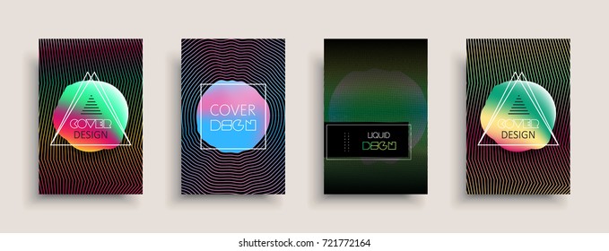 Cover templates design set with abstract fluid colors. Modern liquid trendy colorful shapes. Futuristic digital set of vector cover illustration. Branding, posters, banners, catalog or reports.