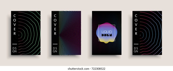 Cover templates design set with abstract fluid colors. Modern liquid trendy colorful shapes. Futuristic digital set of vector cover illustration. Branding, posters, banners, catalog or reports.