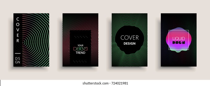 Cover templates design set with abstract fluid colors. Modern liquid trendy colorful shapes. Futuristic digital set of vector cover illustration. Branding, posters, banners, catalog or reports.