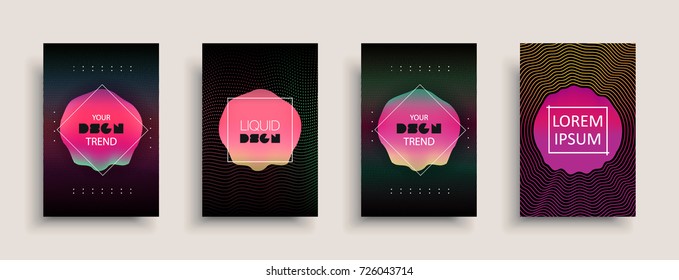 Cover templates design set with abstract fluid colors. Modern business colorful layout. Set of vector covers for branding,book, poster, banner, catalog, report, document or any page. Blank text space.