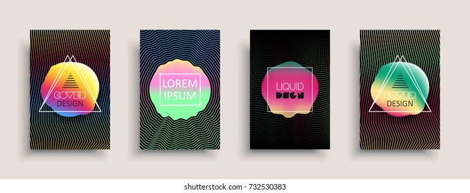 Cover templates design set with abstract fluid colors. Modern business colorful layout. Set of vector covers for branding,book, poster, banner, catalog, report, document or any page. Blank text space.