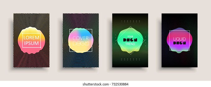 Cover templates design set with abstract fluid colors. Modern business colorful layout. Set of vector covers for branding,book, poster, banner, catalog, report, document or any page. Blank text space.