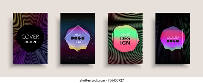 Cover templates design set with abstract fluid colors. Modern business colorful layout. Set of vector covers for branding, book, poster, banner, catalog, report, document or any page. Blank text space