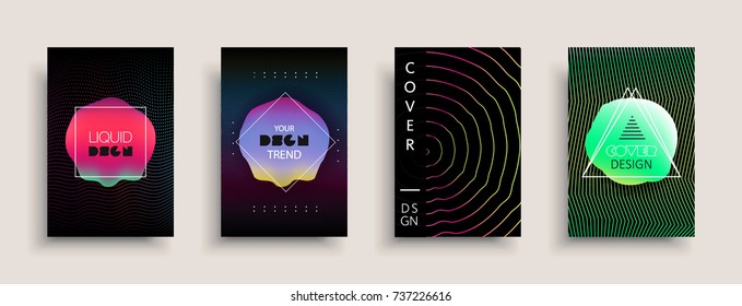 Cover templates design set with abstract fluid colors. Modern business colorful layout. Set of vector covers for branding, book, poster, banner, catalog, report, document or any page. Blank text space