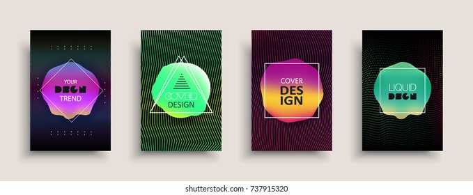 Cover templates design set with abstract fluid colors. Modern business colorful layout. Set of vector covers for branding,book, poster, banner, catalog, report, document or any page. Blank text space