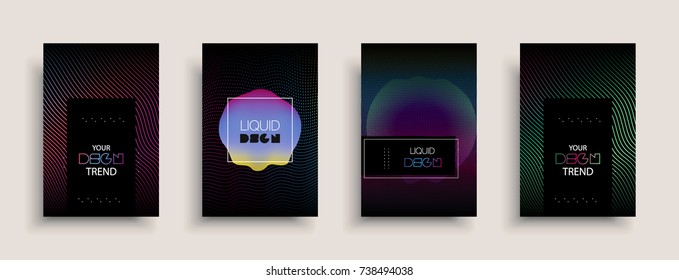 Cover templates design set with abstract fluid colors. Modern business colorful layout. Set of vector covers for branding,book, poster, banner, catalog, report, document or any page. Blank text space