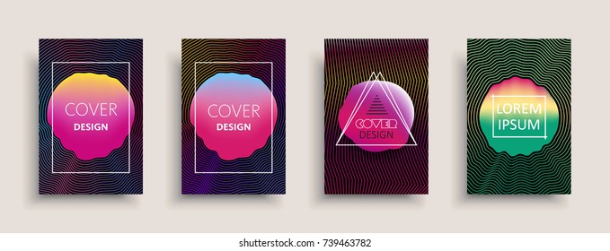 Cover templates design set with abstract fluid colors. Modern business colorful layout. Set of vector covers for branding, book, poster, banner, catalog, report, document or any page. Blank text space