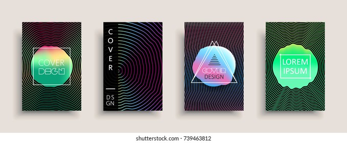 Cover templates design set with abstract fluid colors. Modern liquid trendy colorful shapes. Futuristic digital set of vector cover illustration. Branding, posters, banners, catalog or reports.