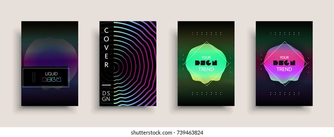 Cover templates design set with abstract fluid colors. Modern business colorful layout. Set of vector covers for branding, book, poster, banner, catalog, report, document or any page. Blank text space