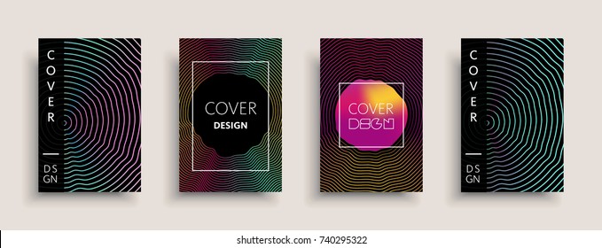 Cover templates design set with abstract fluid colors. Modern liquid trendy colorful shapes. Futuristic digital set of vector cover illustration. Branding, posters, banners, catalog or reports.