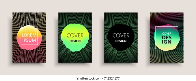 Cover templates design set with abstract fluid colors. Modern liquid trendy colorful shapes. Futuristic digital set of vector cover illustration. Branding, posters, banners, catalog or reports.