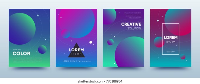 Cover templates with gradient shapes. Cool colorful backgrounds. Modern geometric design for posters, banners, flyers, presentations. Esp10 vector illustration.