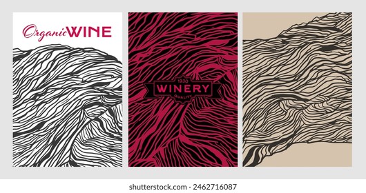 Cover templates with hand drawn strain texture background. Vector illustration