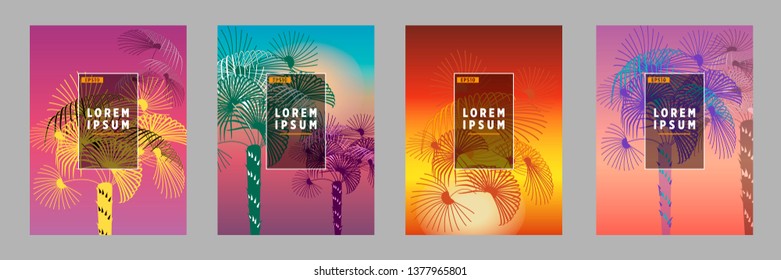 Cover templates with palm trees. For all occasions to relax. For advertising, sales, discounts, super offers. 10 eps
