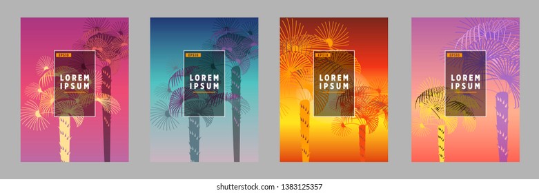 Cover templates with palm trees. For all occasions to relax. For advertising, sales, discounts, super offers. 10 eps