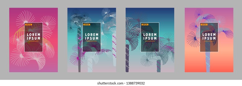 Cover templates with palm trees. For all occasions to relax. For advertising, sales, discounts, super offers. 10 eps