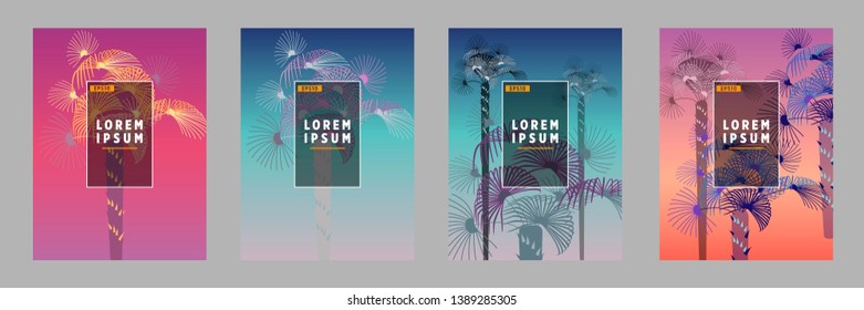 Cover templates with palm trees. For all occasions to relax. For advertising, sales, discounts, super offers. 10 eps