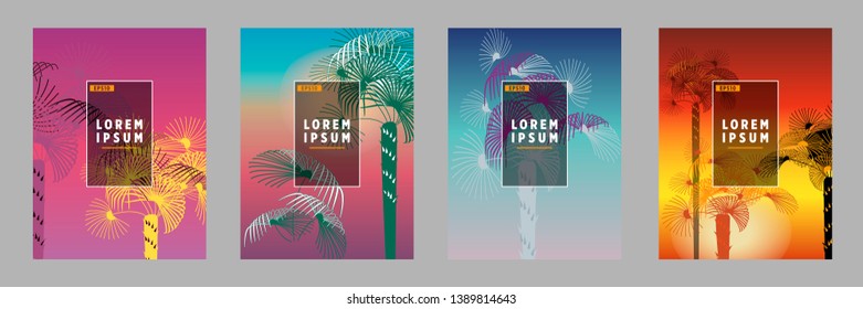 Cover templates with palm trees. For all occasions to relax. For advertising, sales, discounts, super offers. 10 eps