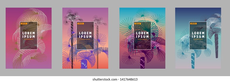 Cover templates with palm trees. For all occasions to relax. For advertising, sales, discounts, super offers. 10 eps