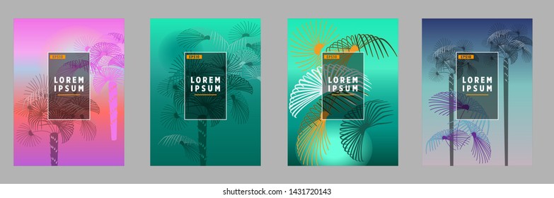 Cover templates with palm trees. For all occasions to relax. For advertising, sales, discounts, super offers. 10 eps