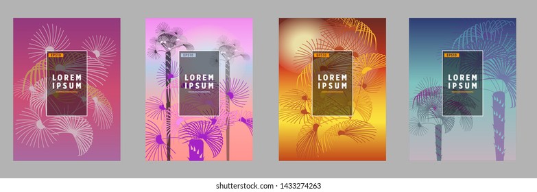 Cover templates with palm trees. For all occasions to relax. For advertising, sales, discounts, super offers. 10 eps