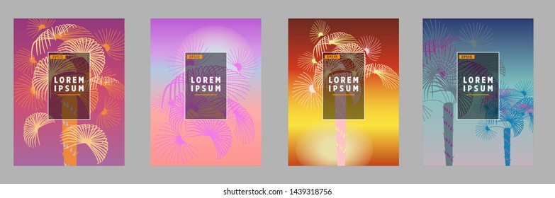 Cover templates with palm trees. For all occasions to relax. For advertising, sales, discounts, super offers. 10 eps
