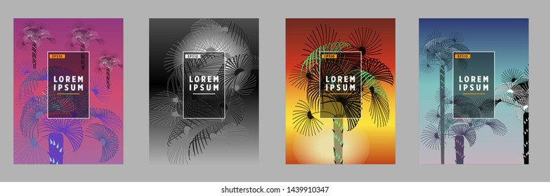 Cover templates with palm trees. For all occasions to relax. For advertising, sales, discounts, super offers. 10 eps