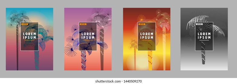 Cover templates with palm trees. For all occasions to relax. For advertising, sales, discounts, super offers. 10 eps