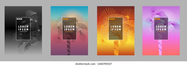 Cover templates with palm trees. For all occasions to relax. For advertising, sales, discounts, super offers. 10 eps