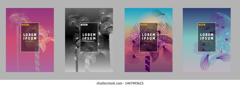 Cover templates with palm trees. For all occasions to relax. For advertising, sales, discounts, super offers. 10 eps