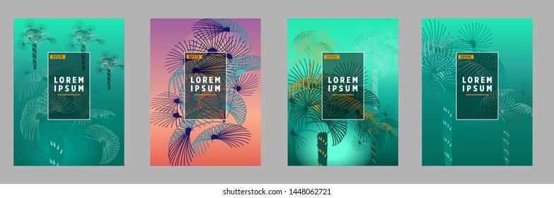 Cover templates with palm trees. For all occasions to relax. For advertising, sales, discounts, super offers. 10 eps