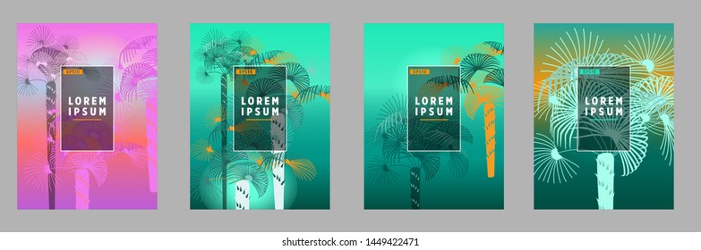 Cover templates with palm trees. For all occasions to relax. For advertising, sales, discounts, super offers. 10 eps