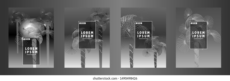 Cover templates with palm trees. For all occasions to relax. For advertising, sales, discounts, super offers. 10 eps