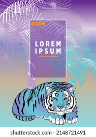Cover templates with palm trees and tiger. For all occasions to relax. For advertising, sales, discounts, super offers.
