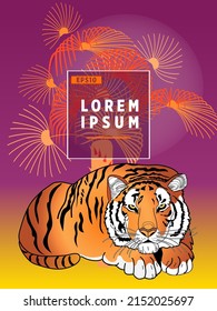 Cover templates with palm trees and tiger. For all occasions to relax. For advertising, sales, discounts, super offers.

