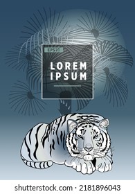 Cover templates with palm trees and tiger. For all occasions to relax. For advertising, sales, discounts, super offers.