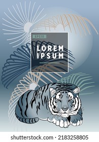 Cover templates with palm trees and tiger. For all occasions to relax. For advertising, sales, discounts, super offers.