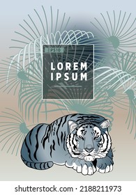 Plantillas de carátulas con palmeras y tigre. Para todas las ocasiones para relajarse. Para publicidad, ventas, descuentos, súper ofertas.
