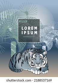 Cover templates with palm trees and tiger. For all occasions to relax. For advertising, sales, discounts, super offers.
